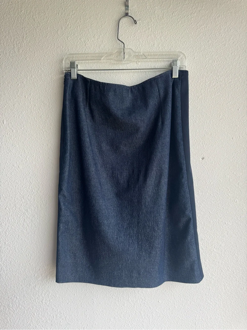 CHANEL Classic Blue Sparkle Side Panel Detail Knee Length Skirt size 10